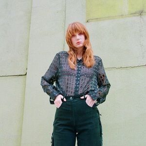 Vintage sheer emerald blouse